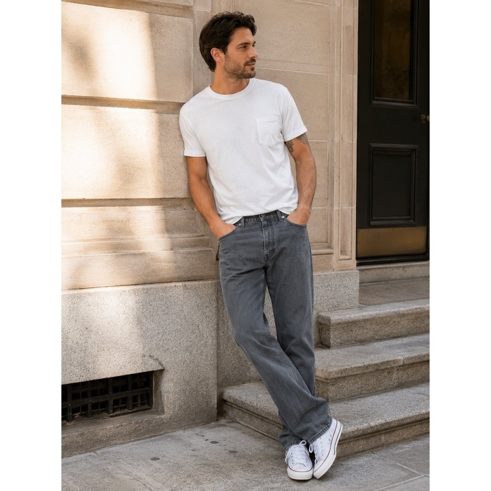 Levi's 505 Jeans Gray W36 L32 Straight Leg Stretch Denim‎ Men's Casual